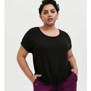 Torrid 2 Black Crop Drawstring Top